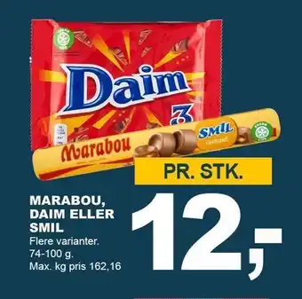 Let-Køb Marabou, daim eller smil tilbud