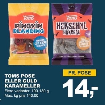Let-Køb Toms pose eller guld karameller tilbud