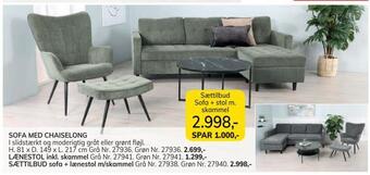 Daells Bolighus Sættilbud sofa + lænestol m/skammel tilbud