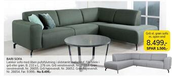 Daells Bolighus Grå el. grøn sofa m. open end tilbud