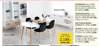 Daells Bolighus Sættilbud bord + 4 stole tilbud
