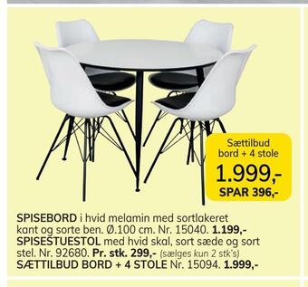 Daells Bolighus Sættilbud bord + 4 stole tilbud