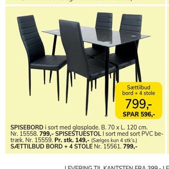Daells Bolighus Sættilbud bord + 4 stole tilbud