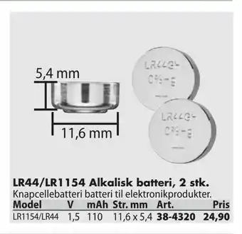 Biltema LR44/LR1154 Alkalisk batteri tilbud
