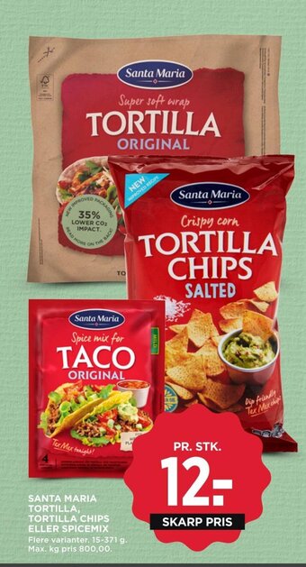 MENY SANTA MARIA TORTILLA, TORTILLA CHIPS ELLER SPICEMIX tilbud