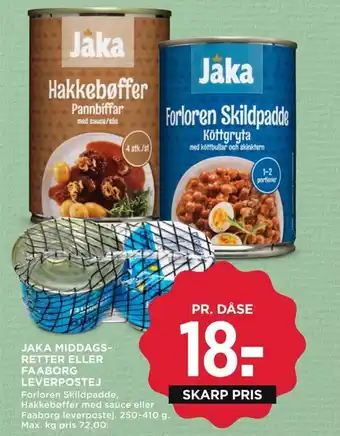 MENY JAKA MIDDAGS-RETTER ELLER FAABORG LEVERPOSTEJ tilbud