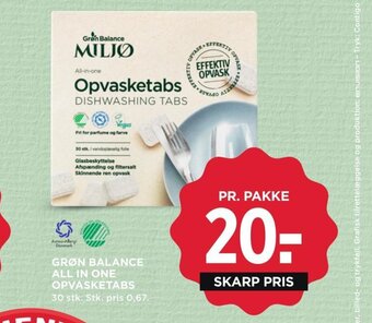 MENY GRØN BALANCE ALL IN ONE OPVASKETABS tilbud