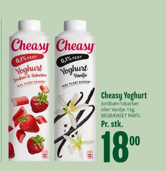 Min Købmand Cheasy yoghurt jordbær & rababer tilbud