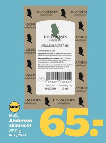 Netto Hc andersen skæreost mellemlagret tilbud