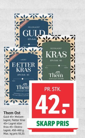 SPAR Them ost skæreost guld mellemlagret 25% tilbud