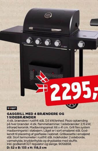 jem & fix GASGRILL MED 4 BRÆNDERE OG 1 SIDEBRÆNDER tilbud