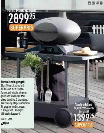 Imerco Forno medio gasgrill, tavolo udebord sort/stål tilbud