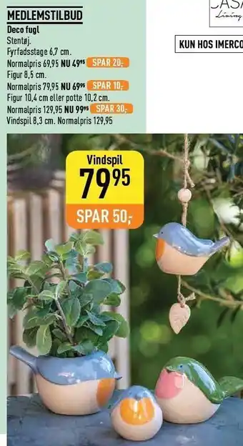 Imerco Deco fugl, vindspil, fyrfadsstage - medlemspris tilbud