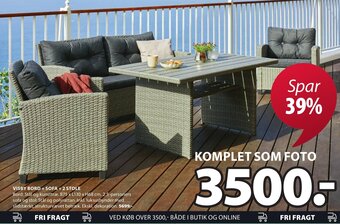 JYSK VISBY BORD + SOFA +2 STOLE tilbud