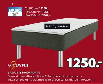 JYSK BASIC B15 BOXMADRAS tilbud