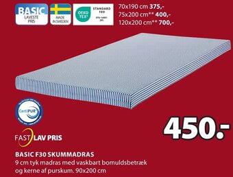 JYSK BASIC F30 SKUMMADRAS tilbud
