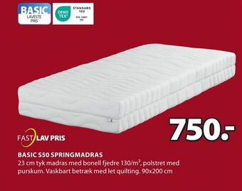 JYSK BASIC S50 SPRINGMADRAS tilbud