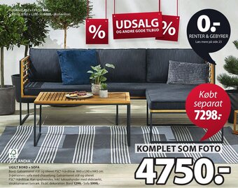 JYSK UGILT BORD + SOFA tilbud