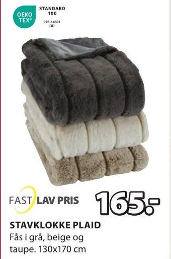 JYSK STAVKLOKKE PLAID tilbud