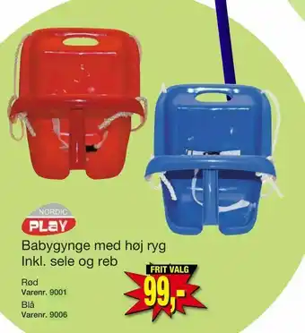 Harald Nyborg Babygynge med høj ryg Inkl. sele og reb tilbud