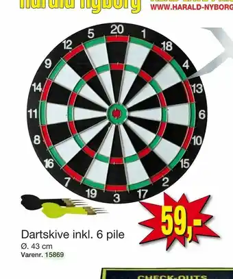 Harald Nyborg Dartskive inkl. 6 pile tilbud
