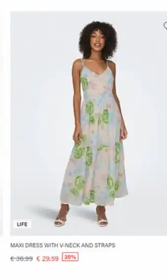 MAXI DRESS WITH V-NECK AND STRAPS