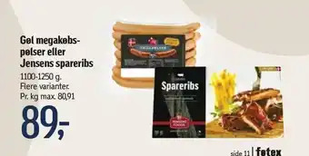 Føtex Gøl megakøbspølser eller jensens spareribs tilbud