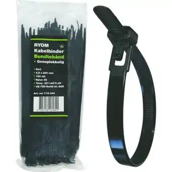Genoplukkelig kabelbinder, 100 stk.