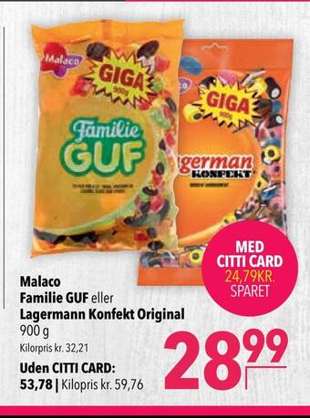 Citti Malaco familie guf eller lagermann konfekt original tilbud