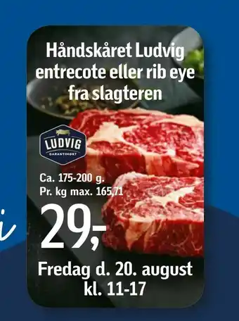 Føtex Håndskåret Ludvig entrecote eller rib eye fra slagteren tilbud