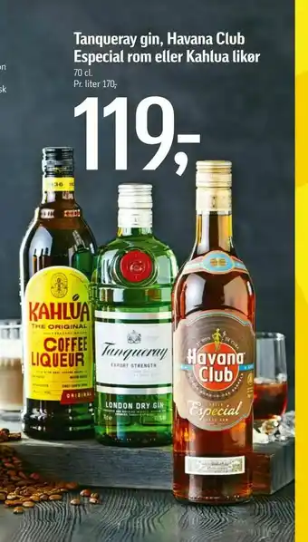 Føtex Tanqueray gin, Havana Club Especial rom eller Kahlua likør tilbud