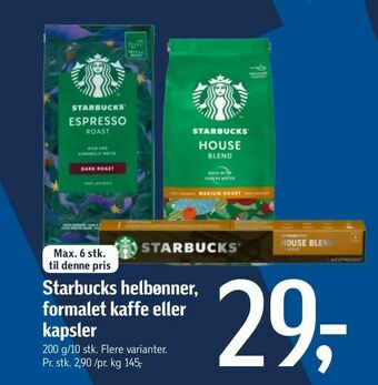 Føtex Starbucks helbønner, formalet kaffe eller kapsler tilbud