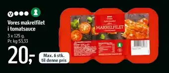 Føtex Vores makrelfilet i tomatsauce tilbud
