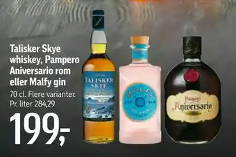 Føtex Talisker Skye whiskey, Pampero Aniversario rom eller Malfy gin tilbud