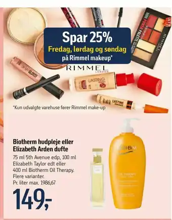 Føtex Biotherm hudpleje eller Elizabeth Arden dufte tilbud