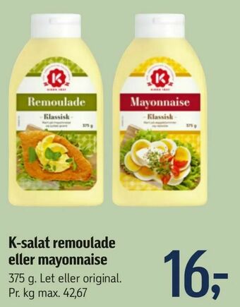 Føtex K-salat remoulade eller mayonnaise tilbud