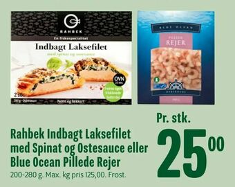 Min Købmand Rahbek Indbagt Laksefilet med Spinat og Ostesauce eller Blue Ocean Pillede Rejer tilbud