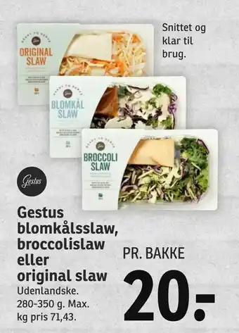 SPAR Gestus blomkålsslaw, broccolislaw eller original slaw tilbud
