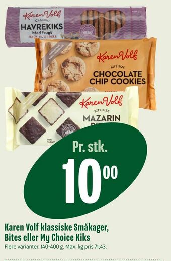 Min Købmand Karen Volf klassiske Småkager, Bites eller My Choice Kiks tilbud