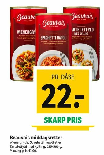 SPAR Beauvais middagsretter tilbud