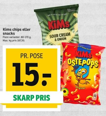SPAR Kims chips eller snacks tilbud