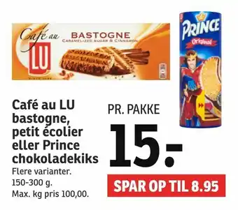 Café au LU bastogne, petit écolier eller Prince chokoladekiks