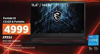 Power Msi gf63 thin gamer pc tilbud