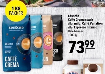 Citti Eduscho caffé crema stærk eller mild, caffé variation eller espresso intenso 1 kg tilbud