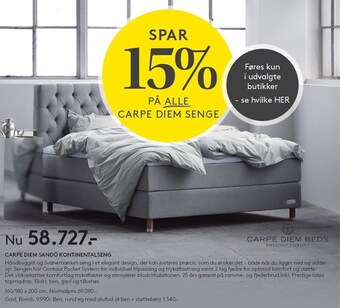 SengeSpecialisten Carpe diem sandö kontinentalseng tilbud
