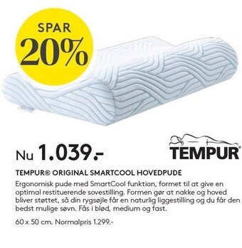 SengeSpecialisten Tempur original smartcool hovedpude tilbud