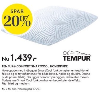 SengeSpecialisten Tempur comfort smartcool hovedpude tilbud