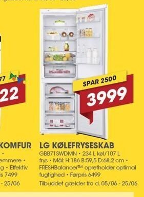 Punkt1 Lg kølefryseskab tilbud