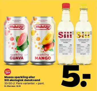 Netto Maaza sparkling eller SIII økologisk danskvand tilbud