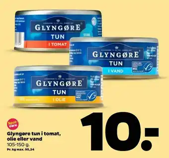 Netto Glyngøre tun i tomat, olie eller vand tilbud
